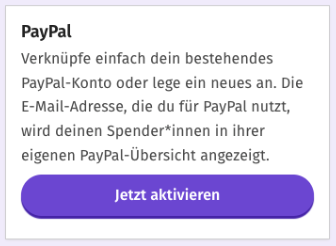 Aktionsfeld im Verwaltungsbereich mit Button 'Jetzt aktivieren'.